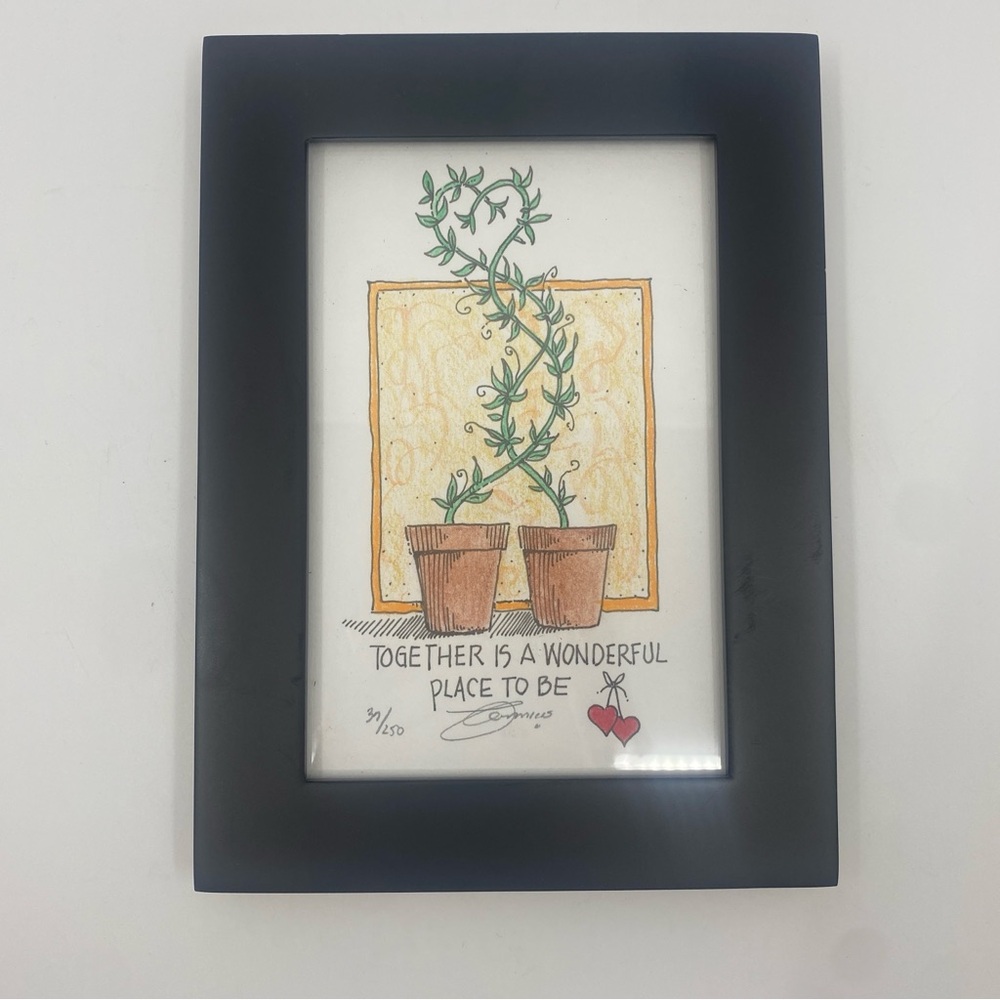 New framed wall art together if a wonderful place to be love hearts plants